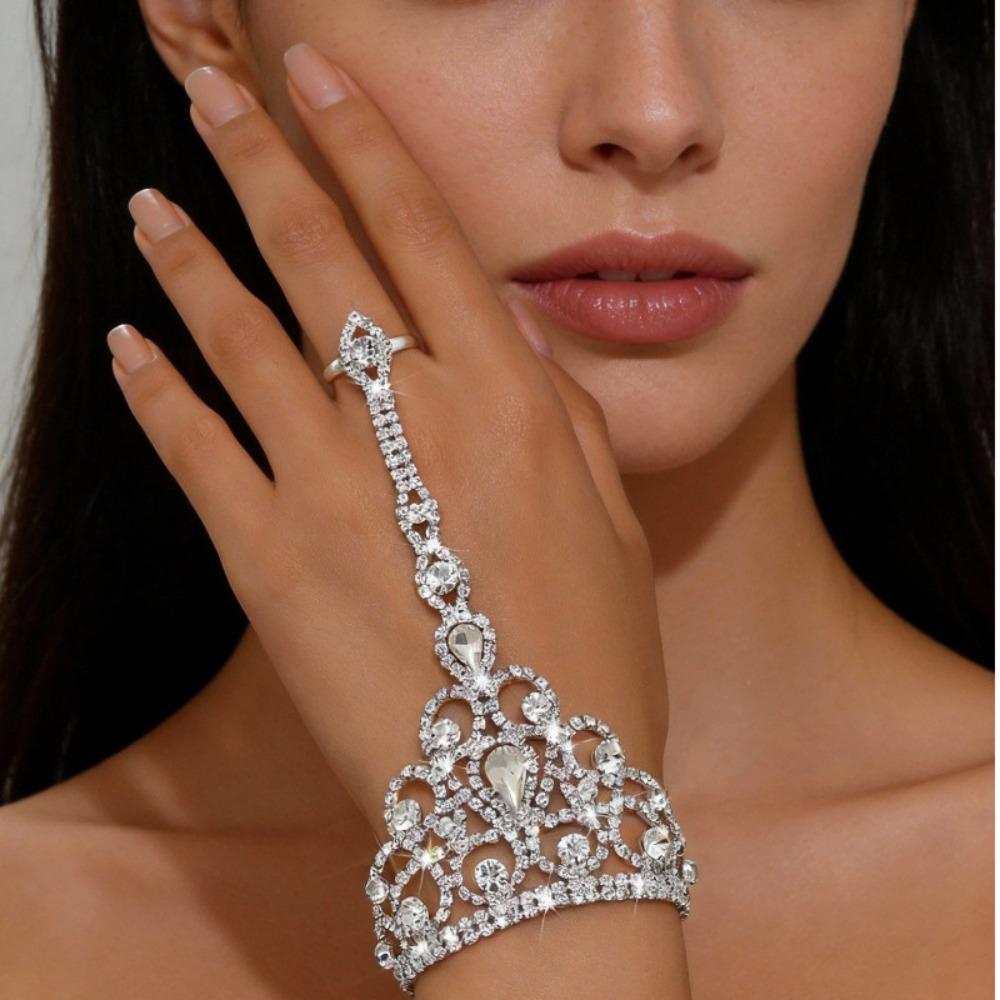 Temperament Trendy Rhinestone Hand Chain Elegant Back of Hand Jewelry Daily Versatile Hand Chain Exquisite Fashion