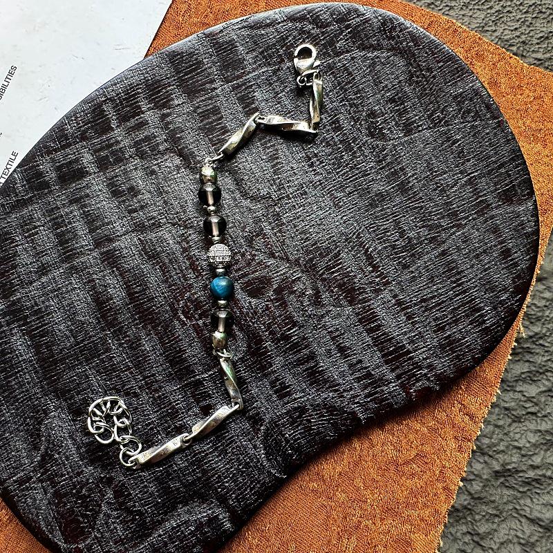 

Гейдж Прозрачный Ледяной Обсидиан Браслет для Пары из Бусин - Дизайн Мёбиуса с Хип-Хоп Шиком