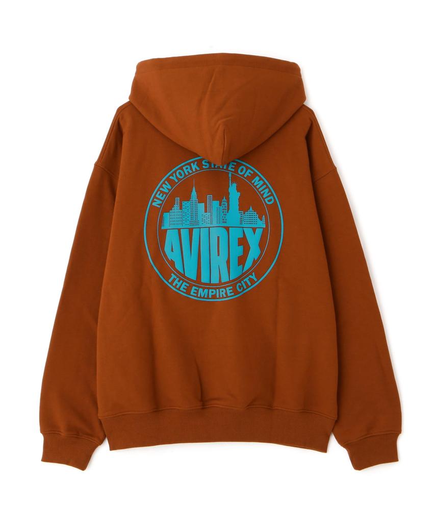 Avirex NEWYORK CITY SCAPE SWEAT PULLOVER HOODIE New York City Escape Sweat Pullover Size (WEB EXCLUSIVE) Men's Hoodie, M, 050, Brown, 783-4131010