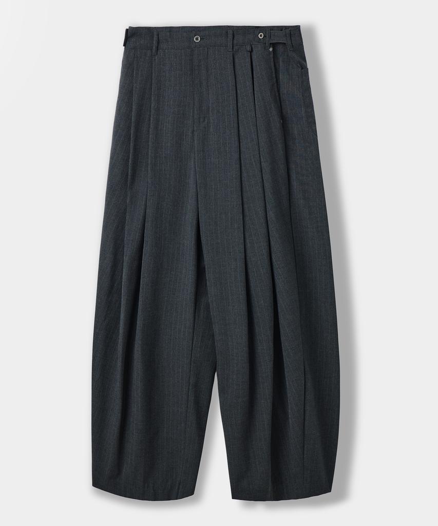Dimiteulibeullaeg Adjust Double-Pleat Wide Slacks_Stripe Charcoal