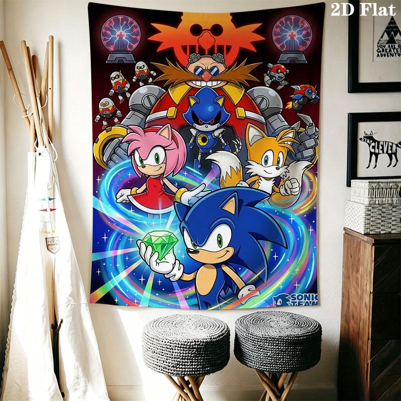 Hedgehog Sonic Speed Wall Hanging Printed Fabric Blanket Decorative Tapestries for Bedroom Living Room Home Decor