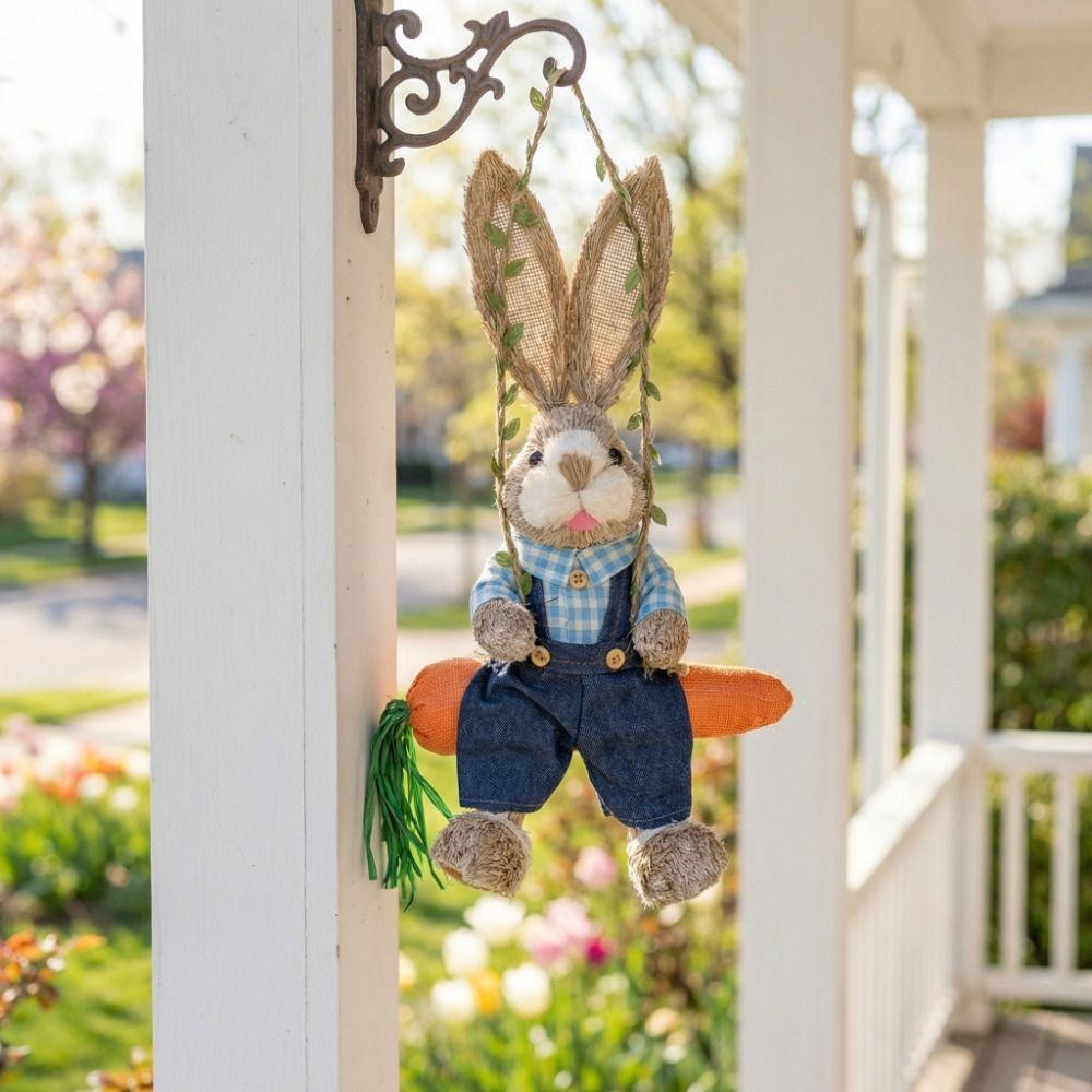 35cm Easter Bunny Hanging Figurine Cartoon Hanging Rabbit Statue Festival Party