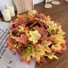 Simulation Christmas Wreath, Autumn Maple Leaf Pomegranate Berry Decorative Wreath Harvest Festival Home Window Ornament