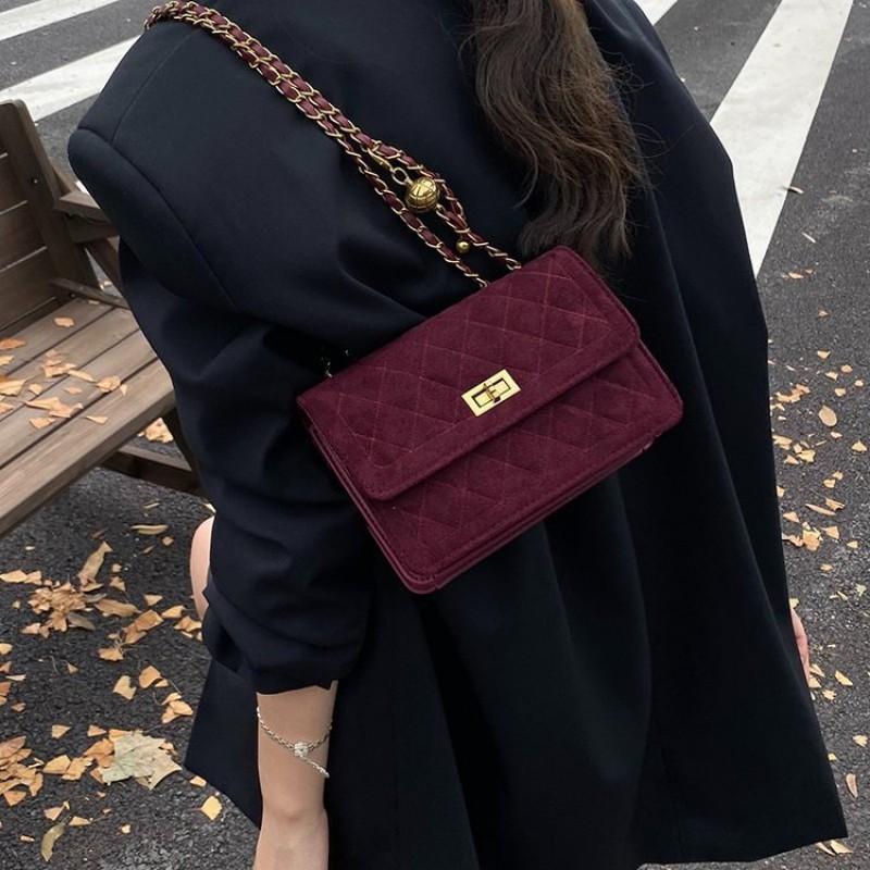 Mini Square Shoulder Bag Women PU Leather Crossbody With Chain Strap Chic Small Handbag Daily Use