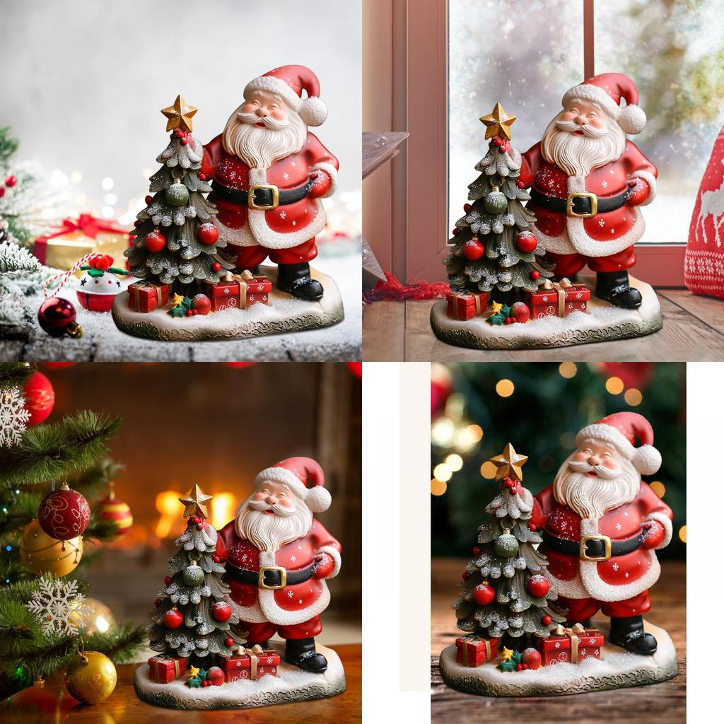 Figurina in Resina di Babbo Natale e Albero di Natale Decorazione per la Casa Regalo per le Festività di Halloween