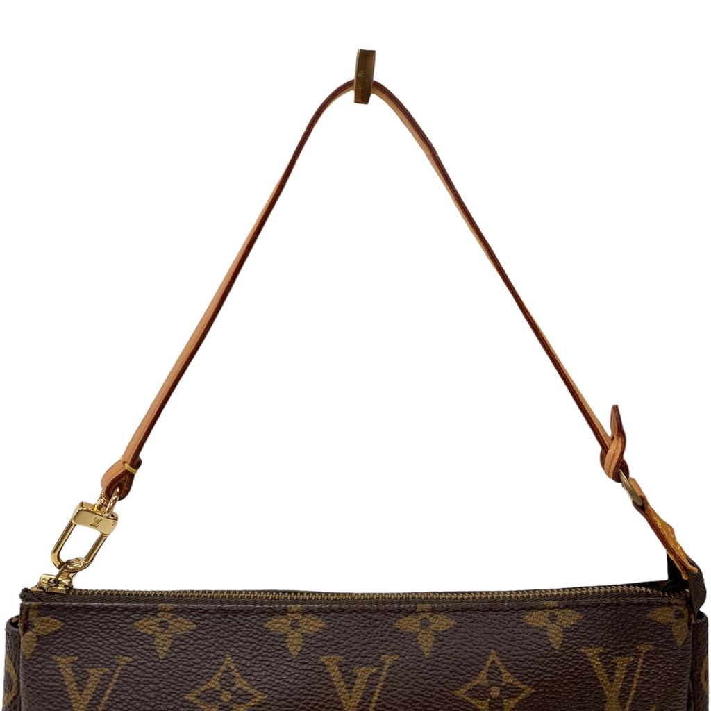 Used Louis Vuitton Monogram Pochette Accessoires M51980 Canvas Brown Authentic 1222