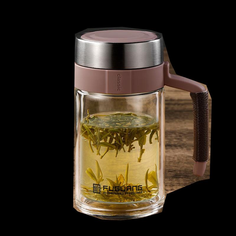 FUGUANG G1811 Double-Layer Glass Mug with Handle