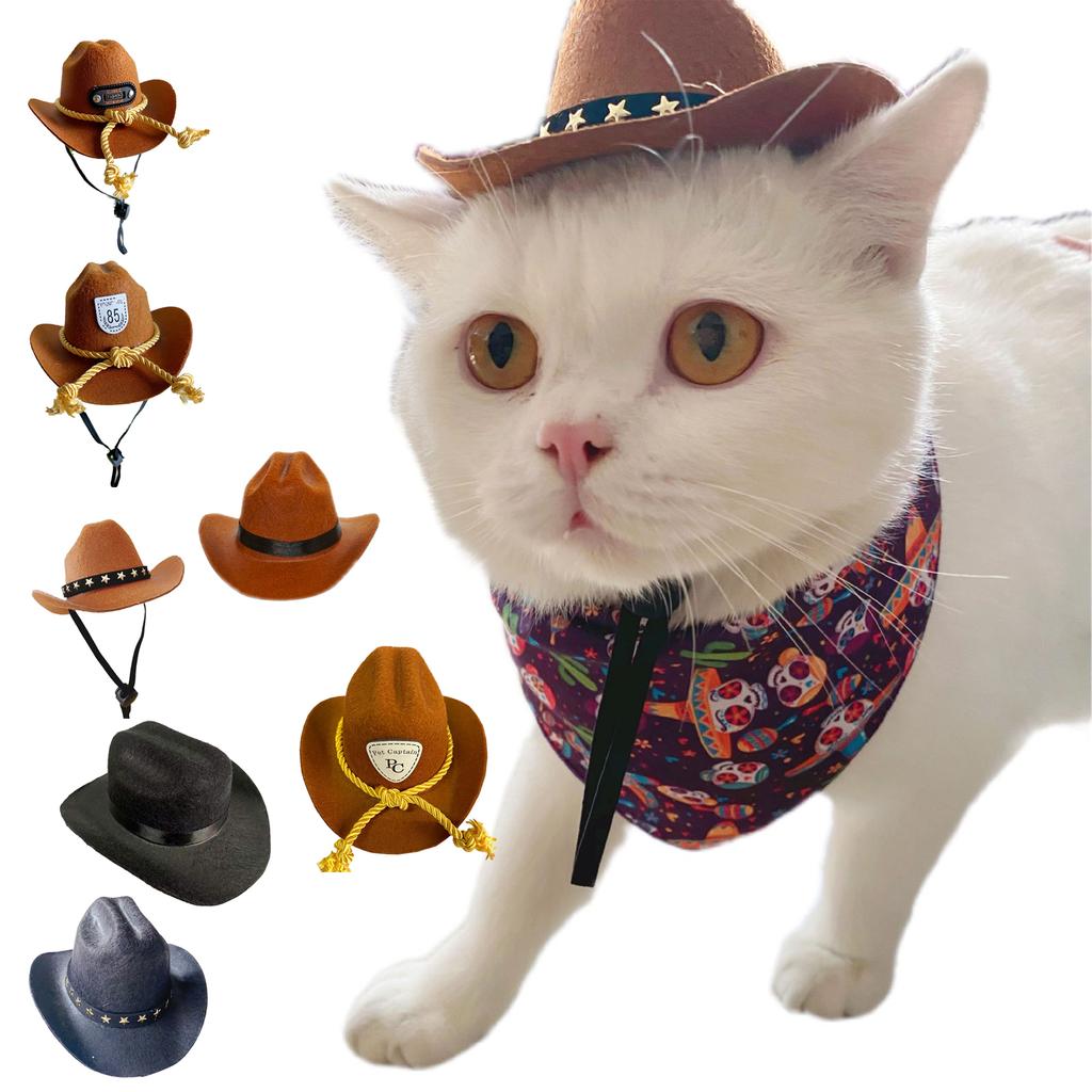 Fashion Cowboy Hat for Cats Dogs Festival Party Pet Cowboy Cap Puppy Costume Lovely Tiny Top Hat Headgear for Teddydogs