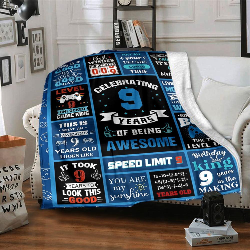 9Th Birthday Celebration Cozy Blanket Warmthful Decor for Sofa Couch Office Bed Picnics All-Season Use Cozy Home Lovers Gifting Relatives Y24