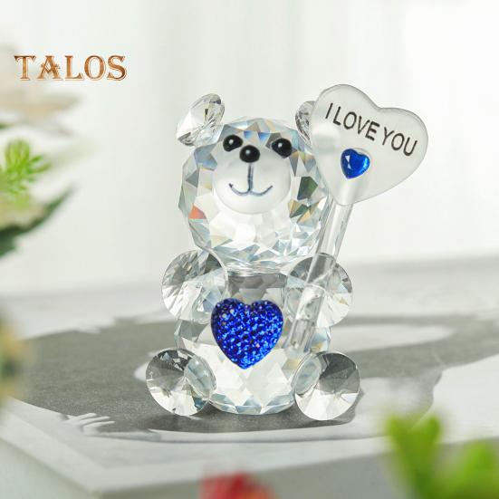 Przezroczysta figurka misia prezent na walentynki Kocham Cię sztuczny kryształowy miś ozdoba kolekcjonerska figurka misia na stół prezent na wesele urodziny przyjęcie
