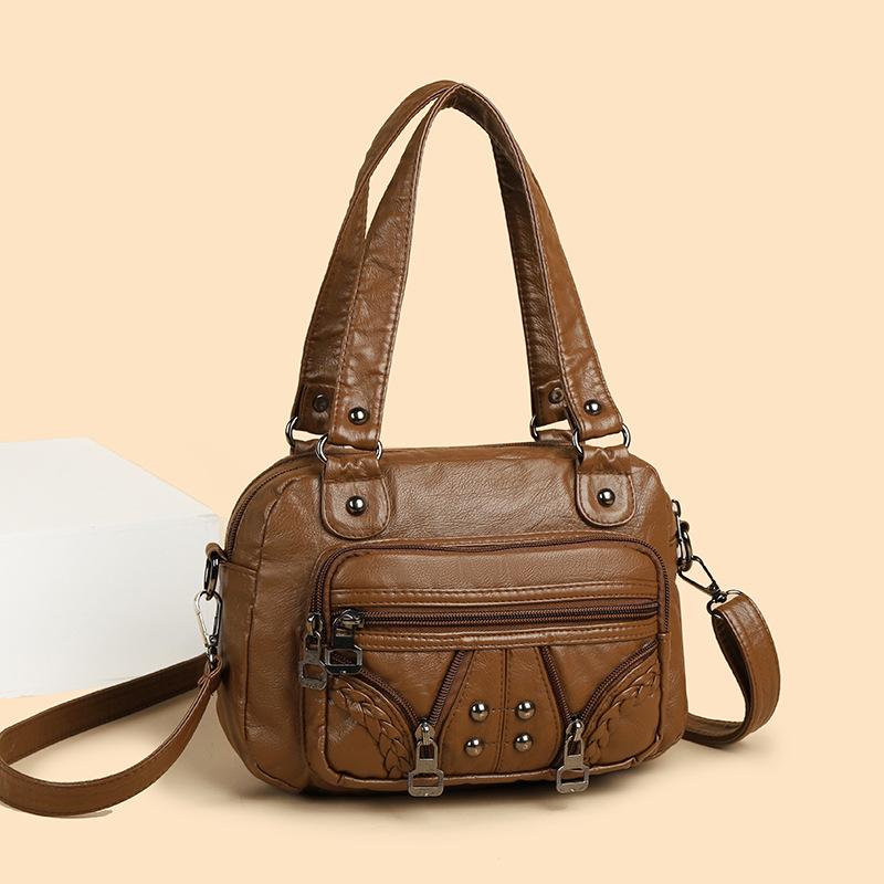 Soft Leather Bag Crossbody Portable Underarm Women's Bag Trendy Handbag New High-end Medium Mother Mobile Phone Bag