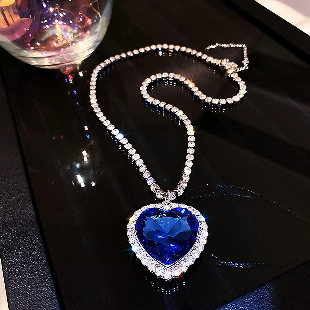 Ocean Heart Necklace, Large Size, Colored Gemstones, Jewelry Toy for Kids, Playset, Perfect Gift for Parties, Birthdays, Christmas, Easter,