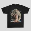 Relaxed Street-style Pure Cotton Short-sleeve T-shirt with Direct-printed Portrait Graphics and Boxing Short Sleeves Tops
