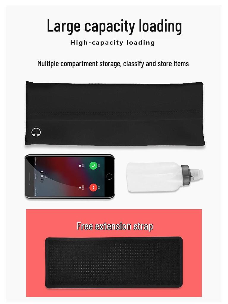 Unisex Large Capacity Elastic Running Waist Belt - Double Layer, Invisible Phone Storage for Marathon & Fitness