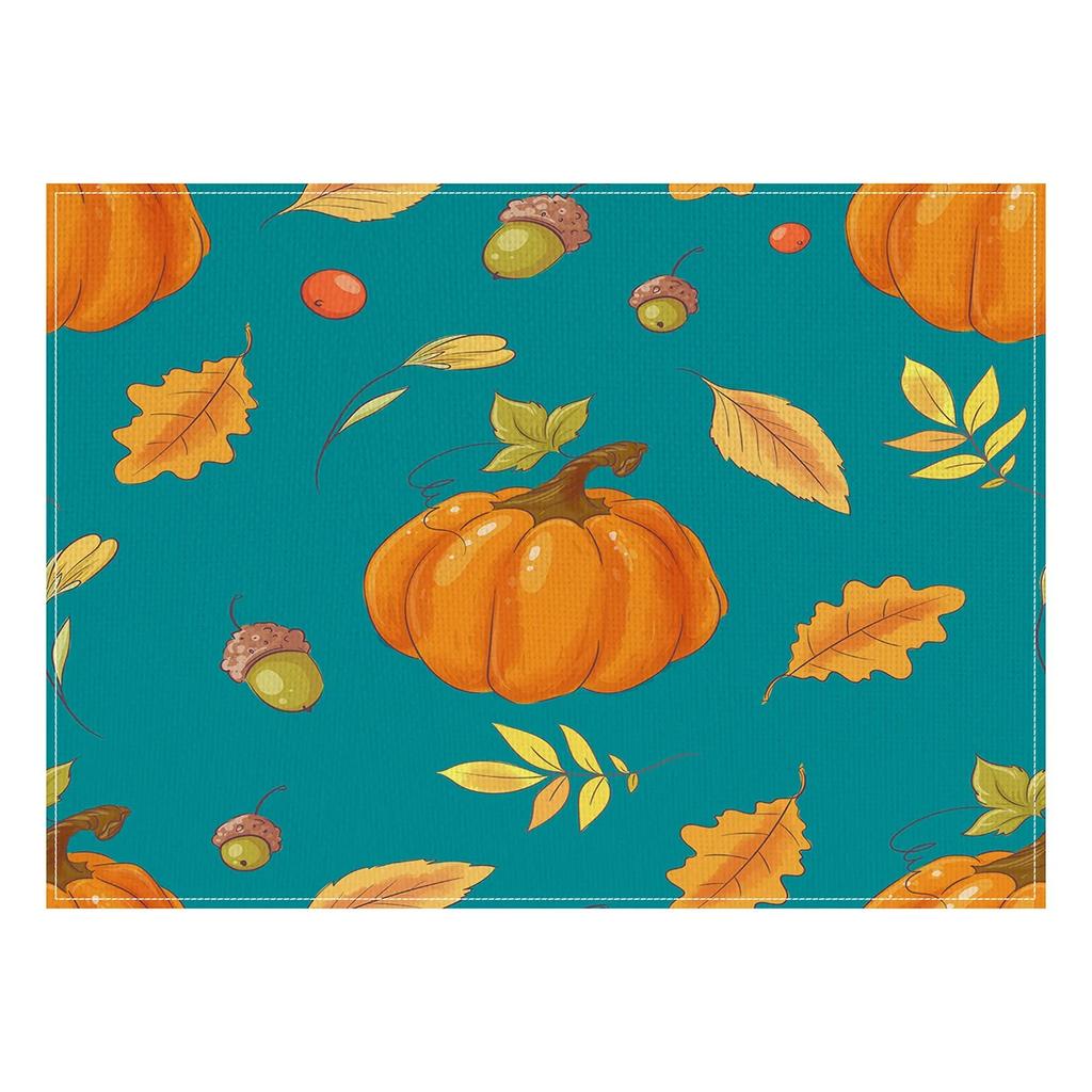 Thanksgiving Autumn Harvest Pumpkin Placemats Seasonal Autumn Table Mats for Outdoor Home Party Dining Decoration