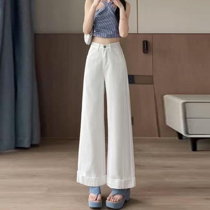 

Women’s Petite High-Waisted White Wide-Leg Cropped Jeans - Summer 2025 Edition L 106-116 lbs