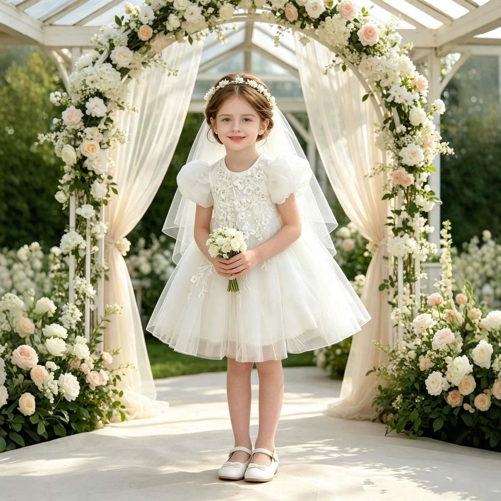Korean Style High Waist Princess Dress for Baby Girl's First Birthday - Puffy Skirt & Wedding Flower Girl Design