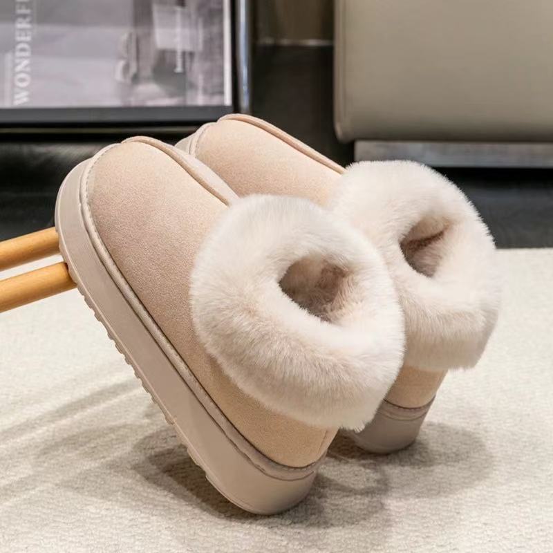 

Хлопковые тапочки на каблуке-рюмочке для женщин, осень и зима, плюшевая изоляция и толстая подошва для ношения на улице, парные меховые хлопковые туфли 36-37