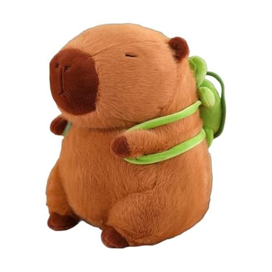 MONOSTORE Capybara Plush Toy 25cm Dress-up Strawberry Hat Turtle Backpack (Strawberry Hat)