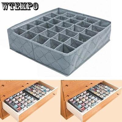 Bamboo Charcoal 30 Grid Underwear Socks Underwear Sorting and Storage Box Foldable Non-woven Household Odorless Storage Tool