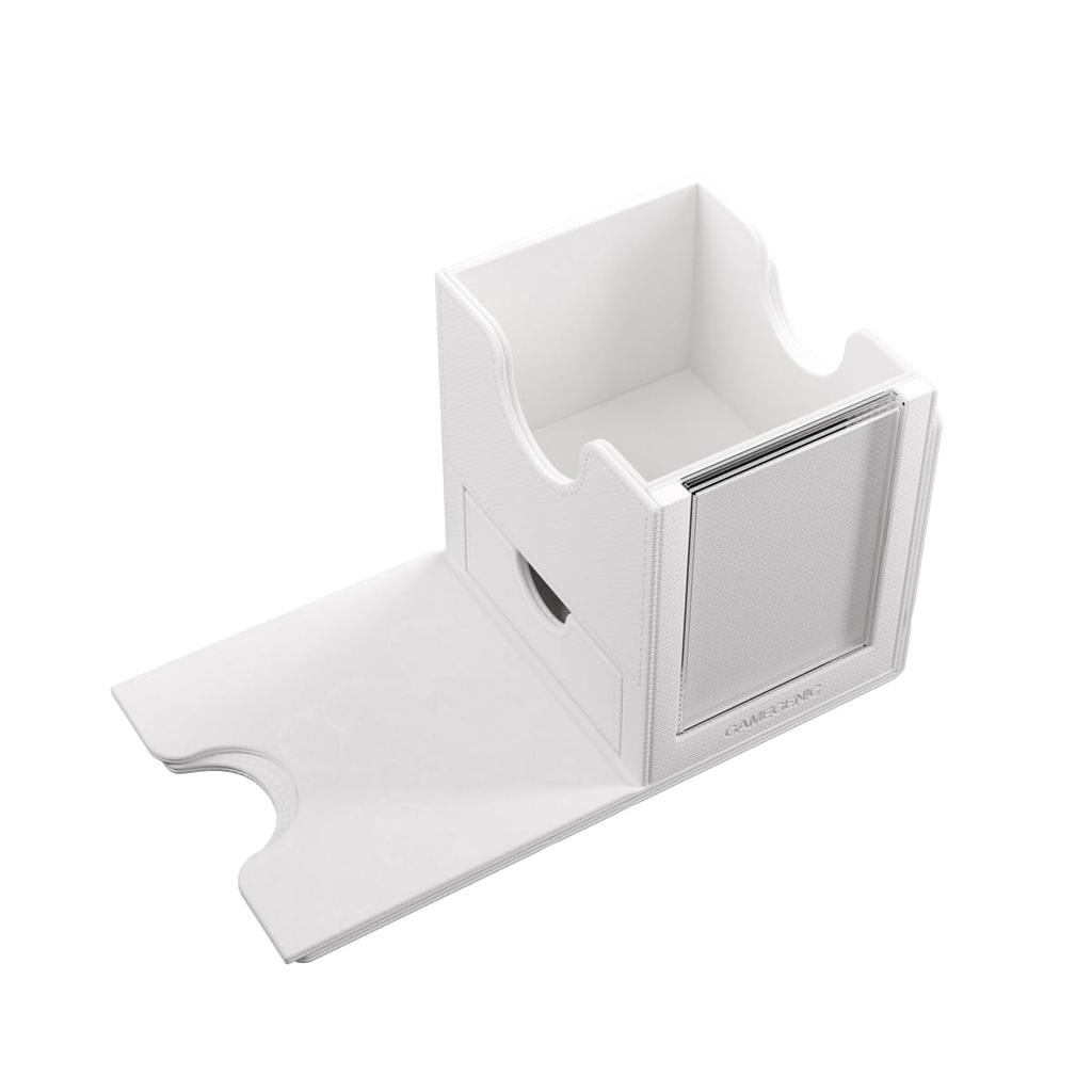 Gamegenic Sidekick Pro XL Convertible Premium Deck Box with Secure Card Card Display Top and Extra Token Magnetic White 100+ - Storage, UV-Resistant