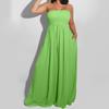 Women's Plus Size Strapless Tube Top Wide Leg Pants Jumpsuit  Baggy Off Shoulder Overalls Smocked Romper With Pockets