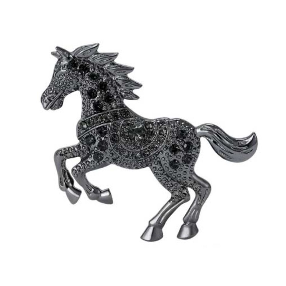 Luxury Zodiac Animal Lapel Pins Classic Metal Badge Pin Rhinestone Horse Brooches  New Year Gifts