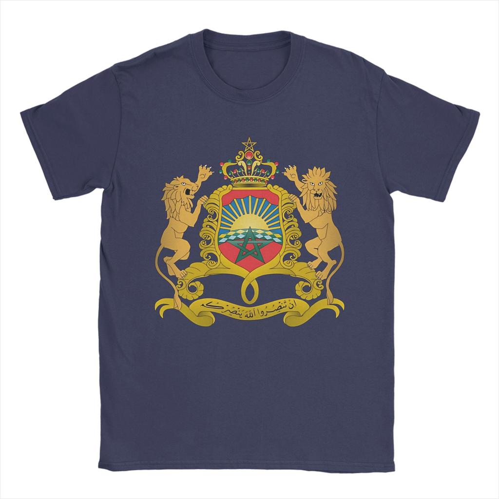 Vintage TShirt Summer Coat of Arms of Morocco Lion TShirts Cotton Tshirt for Men Aesthetic Cheap Print Short Sleeve Tees