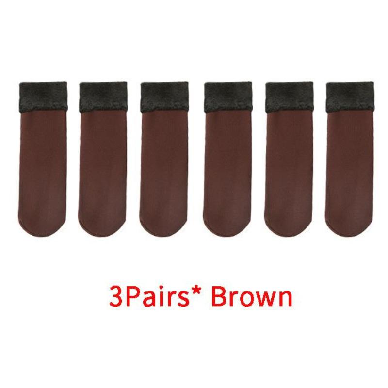 Women's Thickened Fleece Winter Floor Socks, Self-Heating Thermal Socks for Cold Weather, Mid-Calf Length in Flesh Tone
