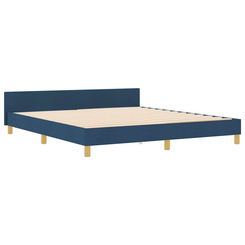 Bed Frame with Headboard Blue 180 x 200 cm Fabric