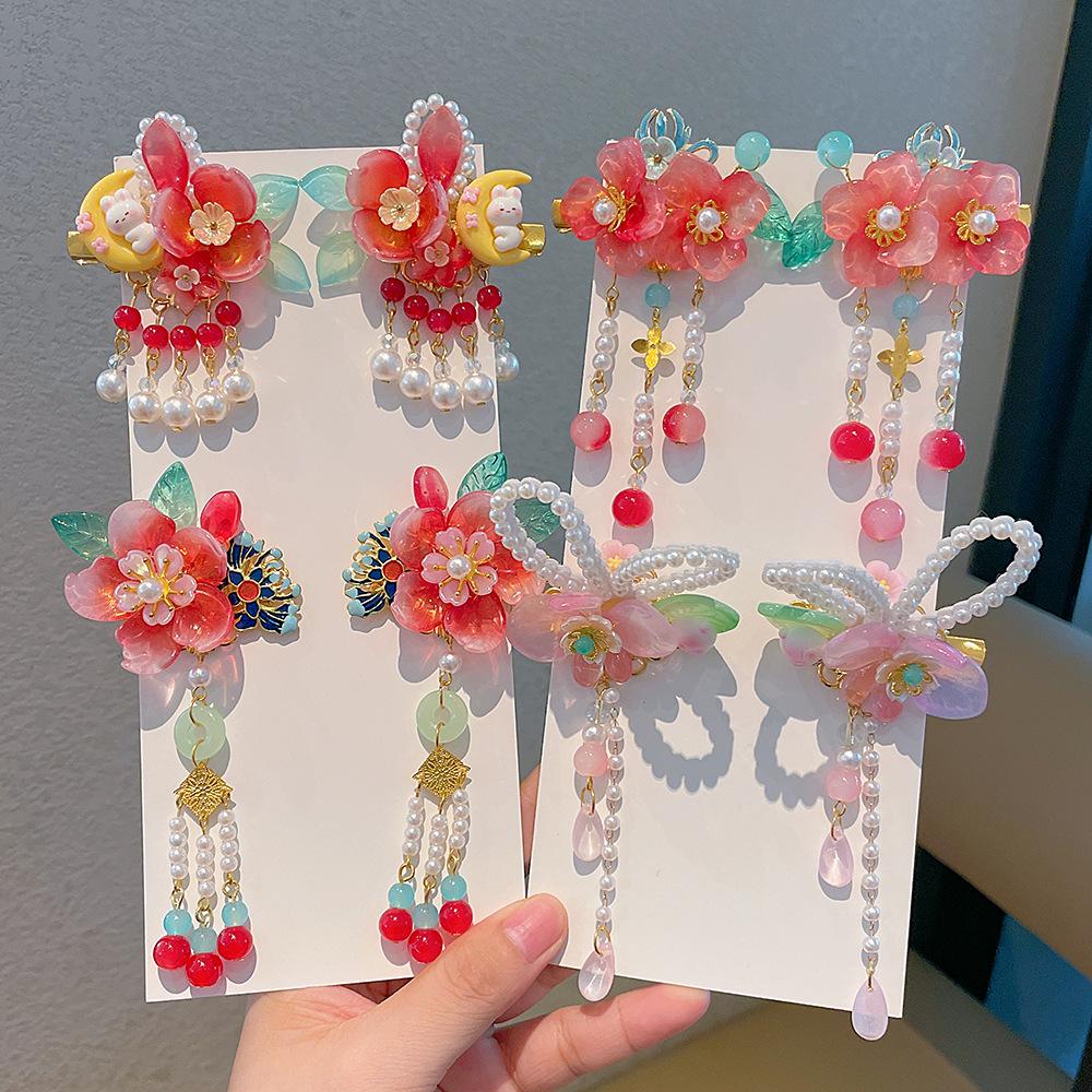 Mid-Autumn Festival Rabbit Hanfu Hair Clip – Ancient Style Fairy Bowknot Headdress for Children