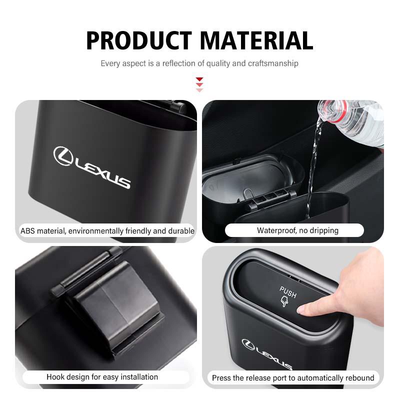 ctkzum1 For Lexus Portable Hanging Car Trash Can Wastebasket Trash Bin with Lid Storage Bin UX250h RX450h CT200h RX400h NX LX GC RX UX