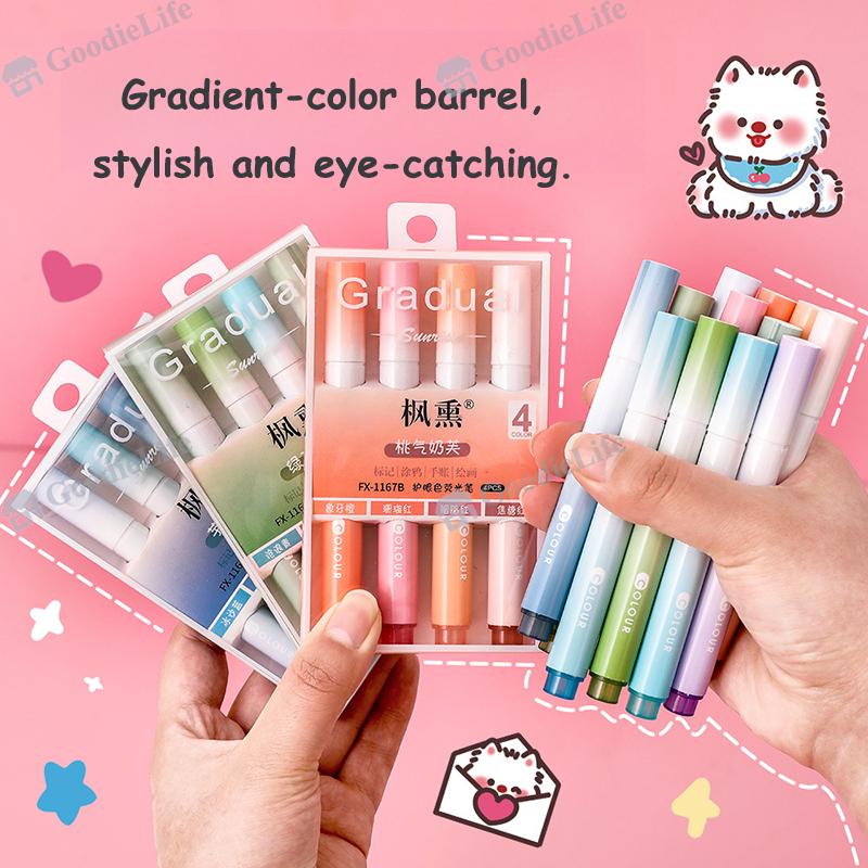 Morandi Pastel Highlighter Set Student Color Markers Large Capacity Eye Protection Fluorescent Pens