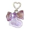 Fashionable Heart Shaped Keyring Multi Hole Detailing Acrylic Alloy Bowknot Key Charm Compact Daily Carry Companion