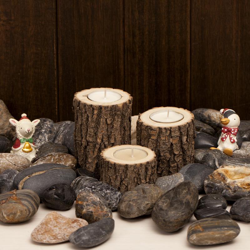 A Set of Wooden Candlesticks, Succulent Plant Pots, Trays, Candle Holders, Office Desk Decorations, Rustic Wedding Decorations