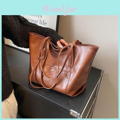 Urban Solid Color Tote Bag For Women With Pu Material And Double Shoulder Straps For Daily Use