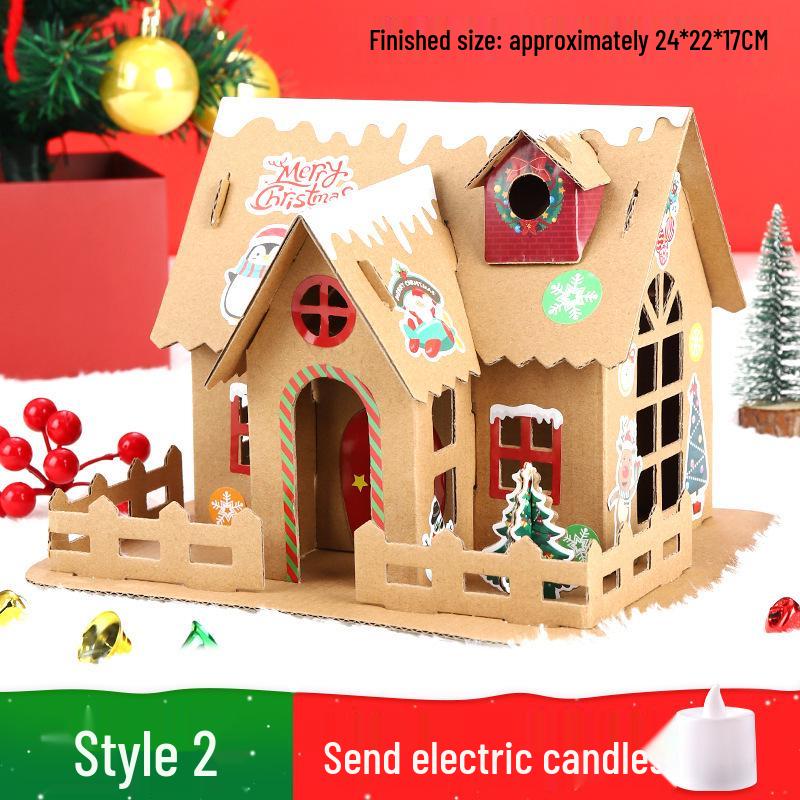 Luminous DIY Gingerbread Snow House Kit for Kids - Handmade Christmas Decoration