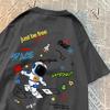 Space Astronaut Just Be Free Print Tshirts Men Women Fashion Casual Tops Hip Hop Oversize T-Shirts Casual Summer Short Sleeve