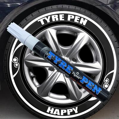 Tyre Marker Paint Pen For Bike & Car 5 Pack Acrylic White Permanent Marker Water Based Ink White Paint Pens For Tire Glass Black