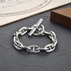 Retro Heavy Du S925 Silver Pig Nose Bracelet ex OT Bule Women's Sle Faionable Cross-Border Hand Jewelry