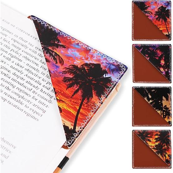 4 Pieces Leather Bookmarks, Cute Book Accessories for Reading Lovers, Page Markers for Women Men Kids Students Teachers Retirement Birthday Gift