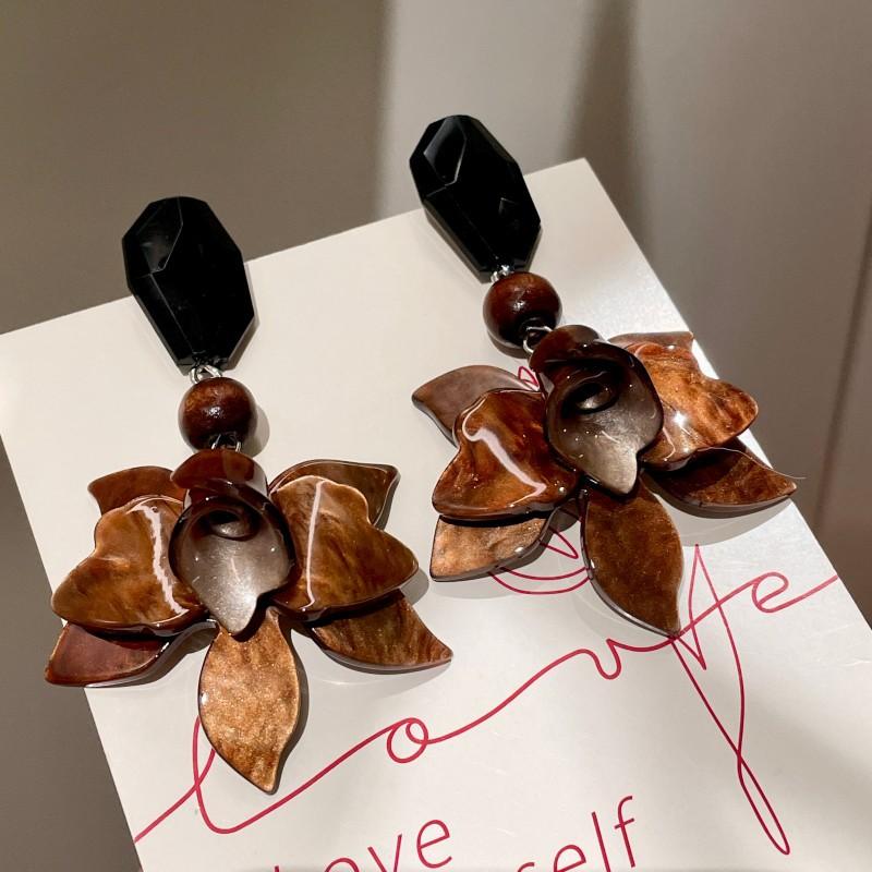 Natural tiger's eye stone series stud earrings for women Maillard exquisite retro earrings niche light luxury high-end temperament earrings