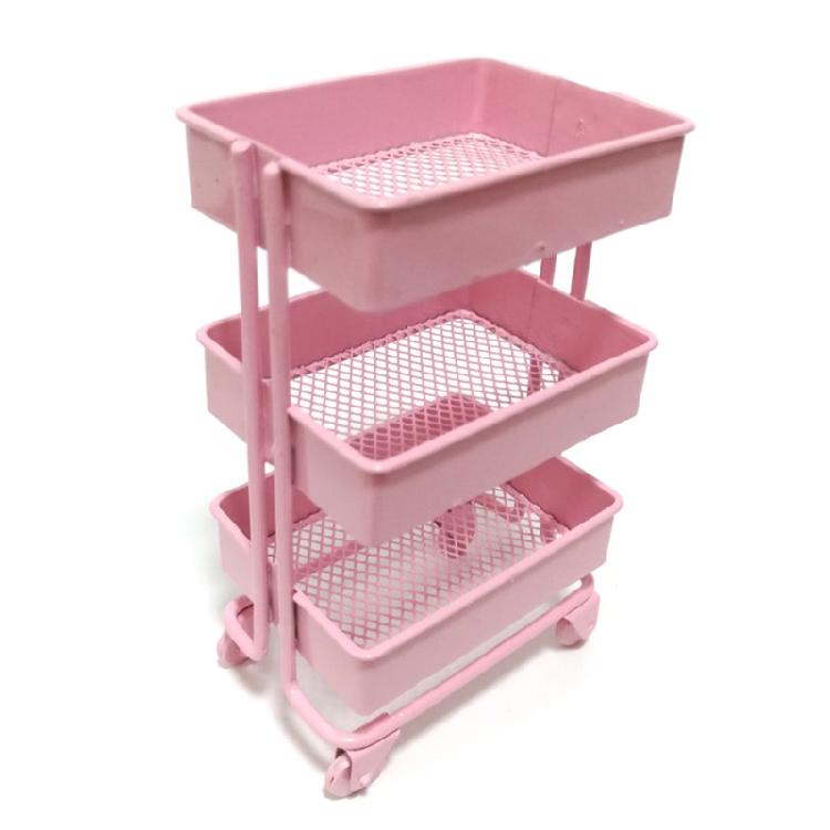 

1:12 Dollhouse Mini Storage Cart Dolls Kitchen Bedroom Furniture Books Organizer розовый
