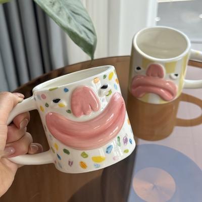 Durable Double-sided Ceramic Coffee Mug Colorful Cute Funny Face Mug 310ml INS Tea Cup School/Office