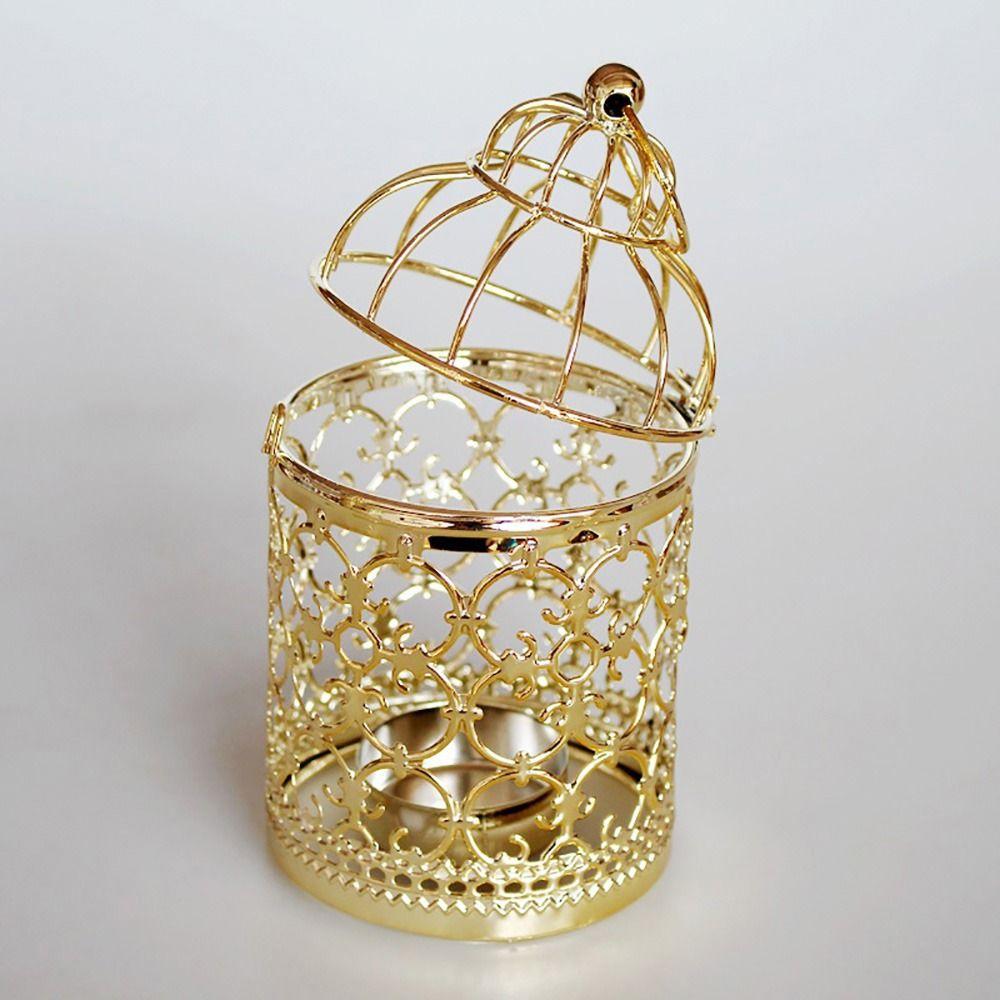 Iron Art Candle Holder Bird Cage Desktop Ornament Craft Home Decoration