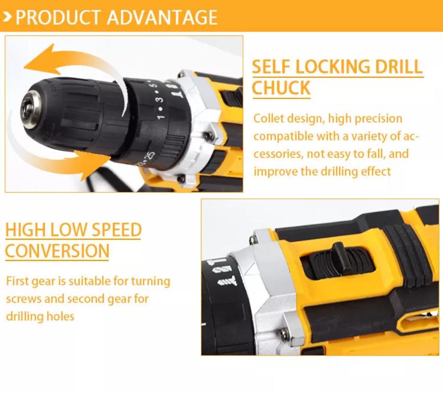 21V Dual-Speed Rechargeable Multifunctional Hand Drill and Electric Screwdriver Set with High-Power Impact Feature.