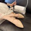 Fashion Pointed Toe Back Empty Slippers Women Baotou Shallow Mouth One Strap Soft Slip Non-Slip Low Heel Half Drag