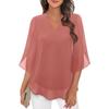 Summer New Women's Petal Sleeve Top Casual Loose V-neck Chiffon Shirt