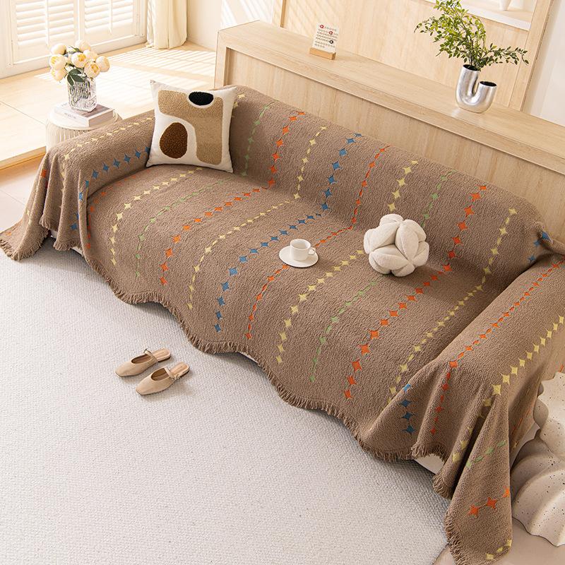 1Pc Sofa Towel Retro Striped Light Luxury New Autumn And Winter Thickened Anti-Cat Scratch Sofa Cover Cloth Home Textile
