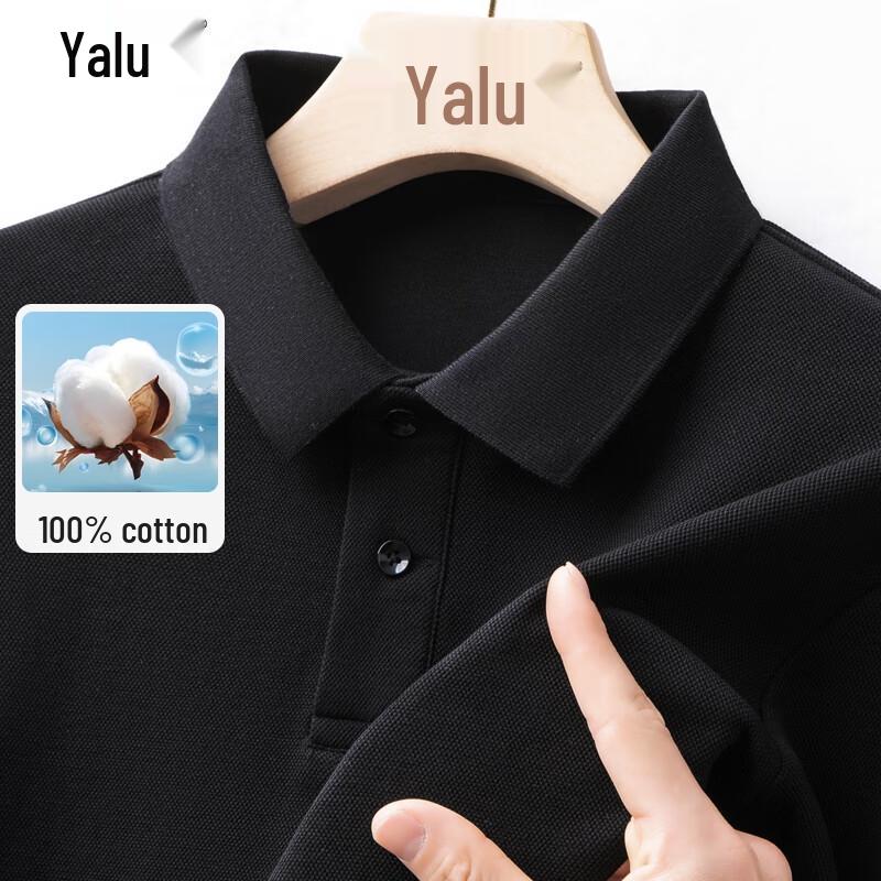 Yalu Men s 100% Cotton Long-Sleeve Polo T-Shirt 2XL
